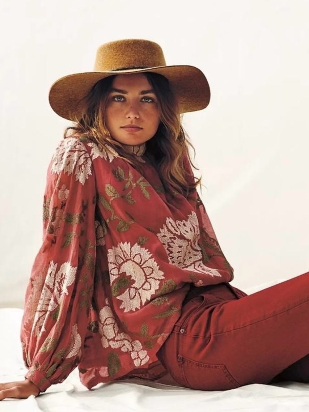 Anthropologie Payal Pratap Rhododendron Embroidered Peasant Blouse Size 18W